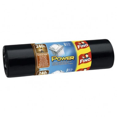 Vrecia zaväzovacie FINO Power 240 ℓ, 45 mic., 120 x 150 cm, čierne (8 ks)