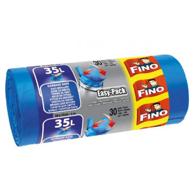 Vrecia zaväzovacie FINO Easy pack 35 ℓ, 15 mic., 50 x 55 cm, modré (30 ks)