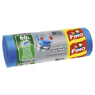 Vrecia zaväzovacie FINO Easy pack 60 ℓ, 18 mic., 60 x 66 cm, modré (20 ks)