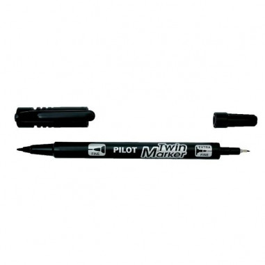 Popisovač obojstranný PILOT Twin Marker BeGreen 05+03 mm čierny