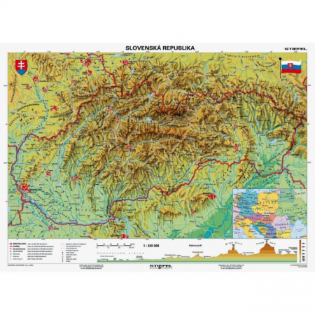 geografická mapa slovenska Mapa Slovensko geografická B1 formát geografická mapa slovenska