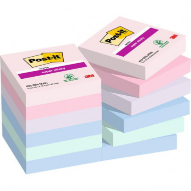 Bloček Post-it Super Sticky SOULFUL, veľkosť 47.6x47.6 mm, 12 bločkov po 90 lístkov