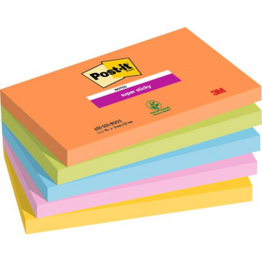 Bloček Post-it Super Sticky BOOST, veľkosť 76x127 mm, 5 bločkov po 90 lístkov