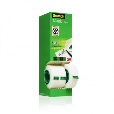 Lepiaca páska Scotch Magic neviditeľná popisovateľná 19 mm x 33 m v krabičke 7+1 zdarma