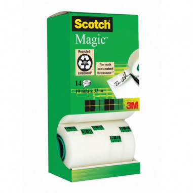 Lepiaca páska Scotch Magic neviditeľná popisovateľná 19 mm x 33 m v krabičke 12+2 zdarma