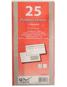 Poštové obálky DL samolepiace, okienko, 25 ks