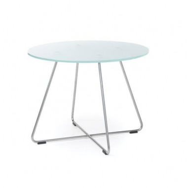 Konferenčný stolík SV 40, p. 60 cm, v. 45 cm, tvrdené mliečne sklo, kovová podnož chróm