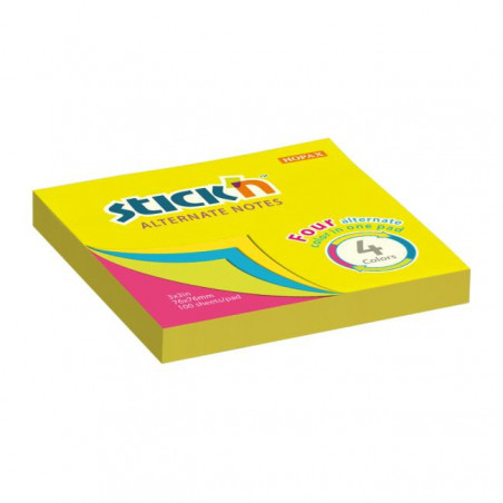 Samolepiaci bloček, 76x76 mm, Alternate mix neón