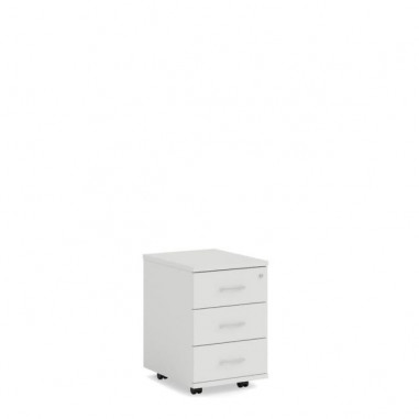 Mobilný kontajner BASIC, 3-zásuvkový so zámkom, 41x61x50cm, biela