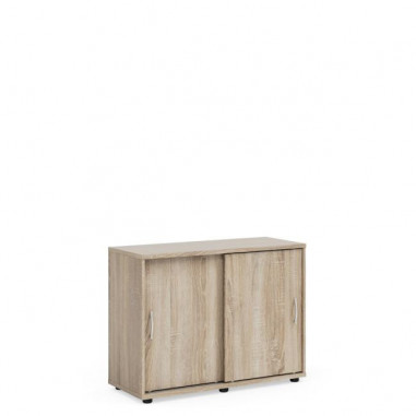 Policová skriňa BASIC, posuvné dvere bez zámku, 100x40x75,3cm, dub Somona