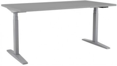 Výškovo nastaviteľný stôl BASIC, 2-motorový, 138x80 cm, podnož sivá + doska sivá