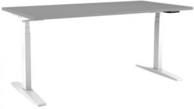 Výškovo nastaviteľný stôl BASIC, 1-motorový, 138x80 cm, podnož biela + doska sivá