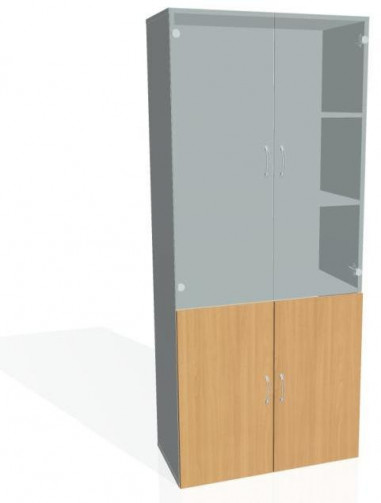 Policová skriňa Drive, 80x185x42 cm, buk/sivá