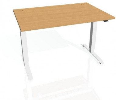 Pracovný stôl Motion, ZO, 3S, 120x61 - 128x80 cm, buk/biela