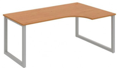 Pracovný stôl UNI O, ergo, ľavý, 180x75,5x120 cm, jelša/sivá