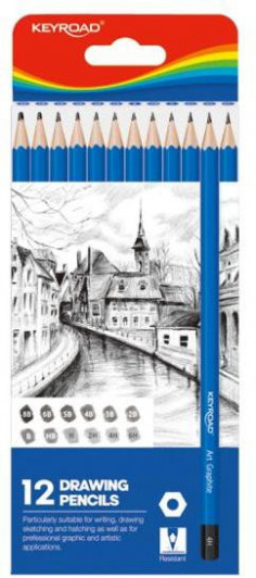 Ceruzka na skicovanie 8,8x21,4x0,9 cm, KEYROAD 12 ks