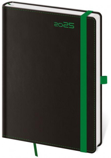 Diár BLACK GREEN denný A5 14,3x20,5cm 2025