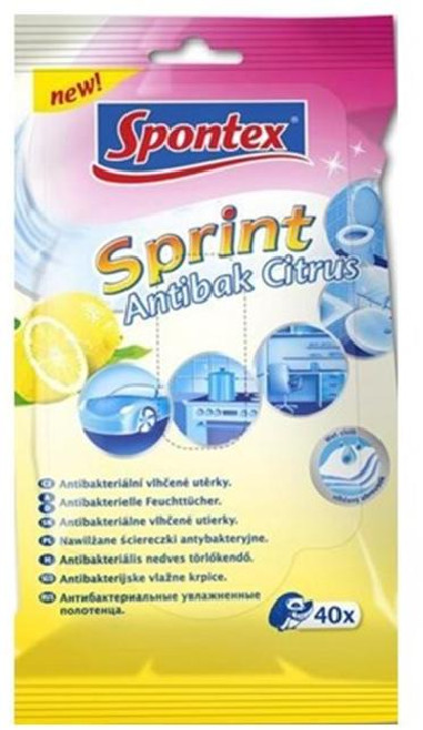 Vlhčené utierky Spontex antibakteriálne citrón 40 ks