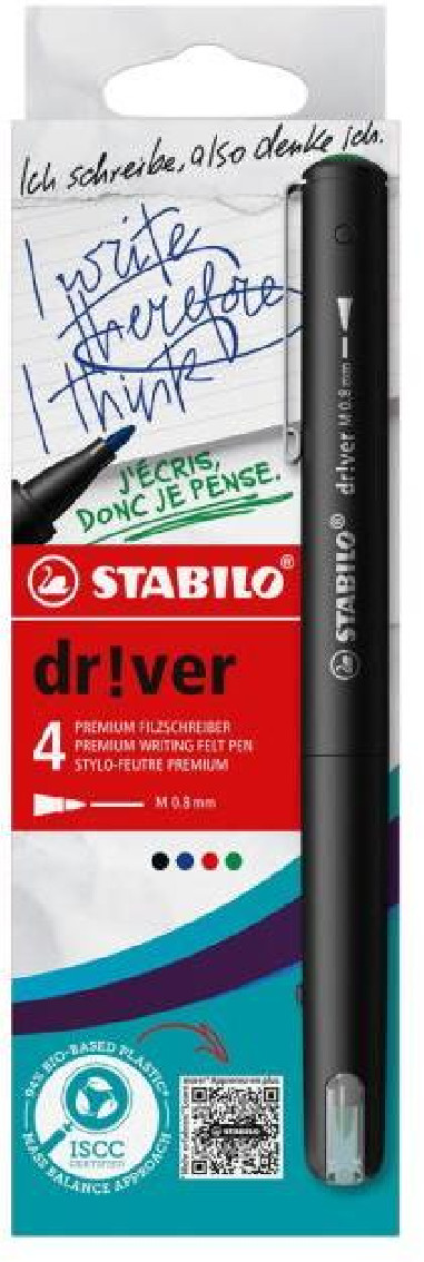 Sada linerov na písanie STABILO dr!ver - medium - 4 ks zelená, červená, modrá, čierna