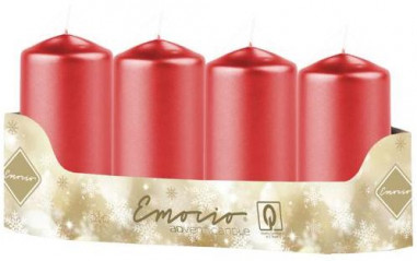Emocio Valec 4ks 50x100mm Metal červené, sviečky