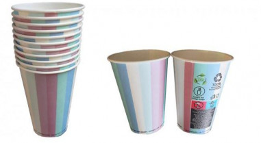 Papierový pohár `farebné pruhy` Ø 73 mm, 0,18 l (50 ks)