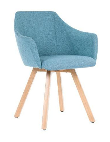 Čalúnené kreslo Wind Wood, drevené nohy, látka VIS021 modrá