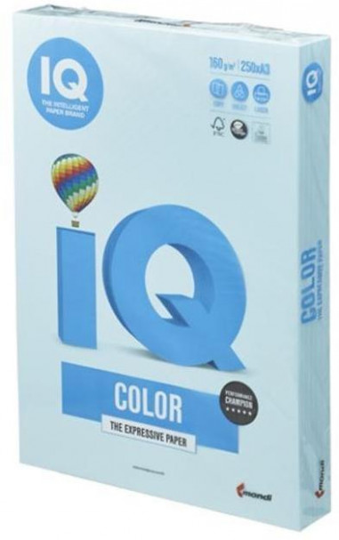 Farebný papier IQ color stredne modrá MB30, A3 160g