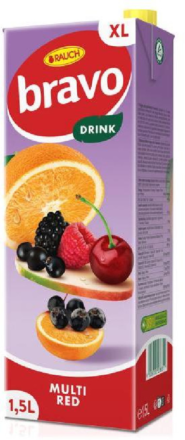 Ovocný nápoj Bravo Červený multivitamín 1,5 ℓ