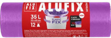 Vrecia na odpad zaťahovacie Elastic FIX LDPE 53x60cm 35 ℓ/12pcs fialové