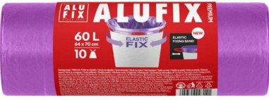 Vrecia na odpad zaťahovacie Elastic FIX LDPE 64x70cm 60 ℓ/10pcs fialové