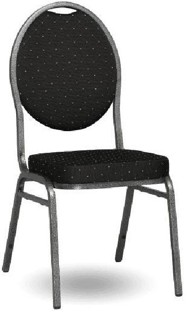Banketová stolička Black Round, antracitový rám, látka čierna