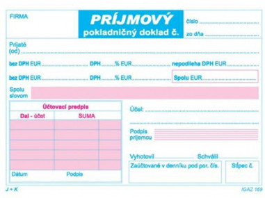 Príjmový pokladničný doklad 2xDPH, A6, 100 listov