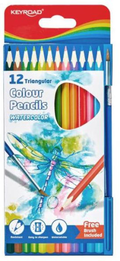 Farbičky KEYROAD akvarel so štetcom 12 farieb
