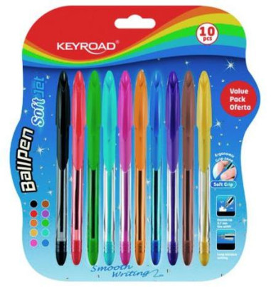 Guľôčkové pero KEYROAD Soft Jet 0,7 mm 10 ks blister mix farieb