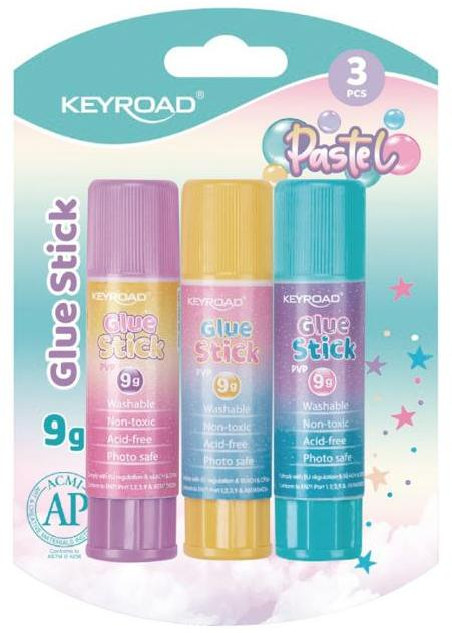 Lepiaca tyčinka KEYROAD Pastel 3 ks blister mix farieb