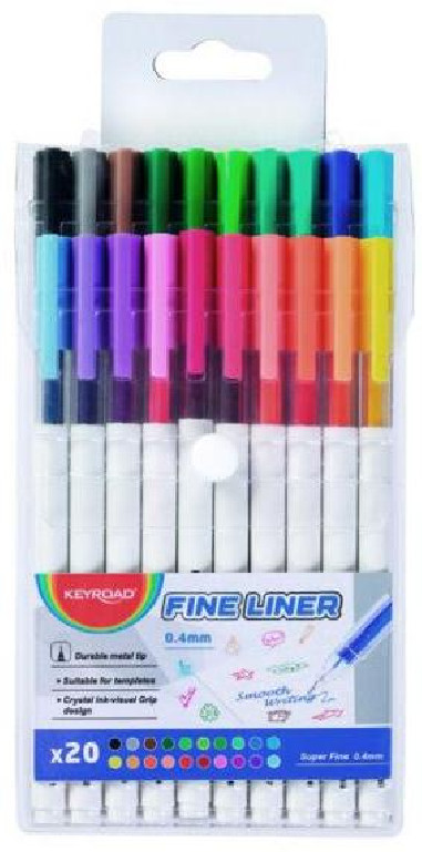 Sada linerov KEYROAD Fine 0,4 mm, 20 ks mix farieb