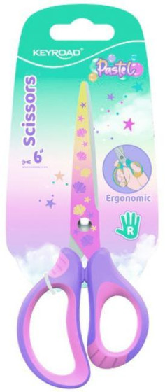 Nožnice KEYROAD s potlačou Pastel Deco blister mix farieb