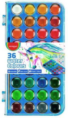 Vodové farby KEYROAD so štetcom 36 farieb
