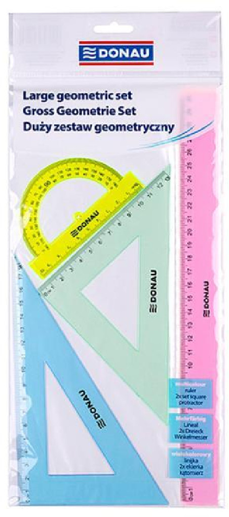 Rysovacia súprava pravítiek DONAU veľká mix farieb