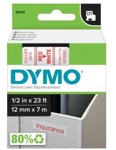 Samolepiaca páska Dymo D1 12 mm biela/červená