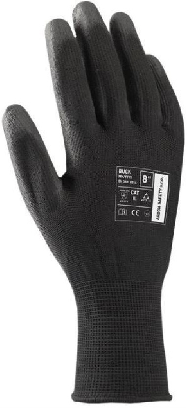 Rukavice polyester, polomáčané BUCK čierne veľ. 9/L
