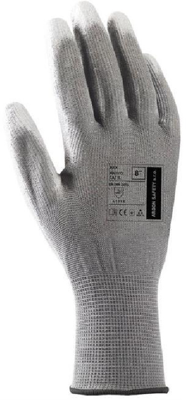 Rukavice polyester, polomáčané BUCK, sivé veľ. 7/S
