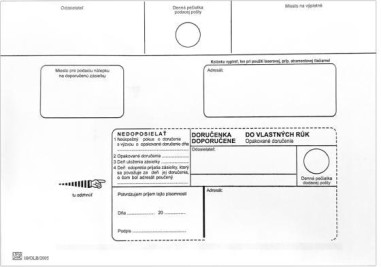 Poštové obálky C5 doručenka do VR OD,Nedoposielať, s páskou 1000 ks