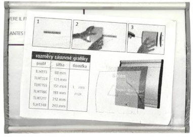 Informačná tabuľka zásuvná šedá 93x124mm