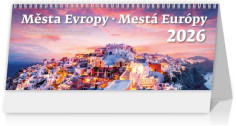 Stolový kalendár stĺpcový 30,1x15 cm- Mestá Európy 2026