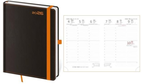 Diár týždenný A5 BORA 16,5 x 12 cm čierno oranžový