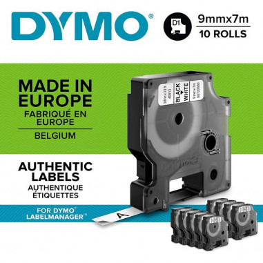 Samolepiaca páska Dymo D1 9 mm biela/čierna, 10ks