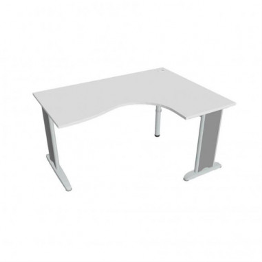 Pracovný stôl Flex, ergo, ľavý, 160x75,5x120 (80x60) cm, biela/kov