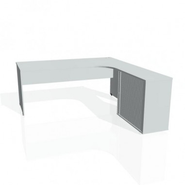 Pracovný stôl Gate, ergo, ľavý, 180x75,5x200 cm, sivá/sivá