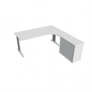 Pracovný stôl Flex, ergo, ľavý, 180x75,5x200,0 (80x40) cm, biela/kov